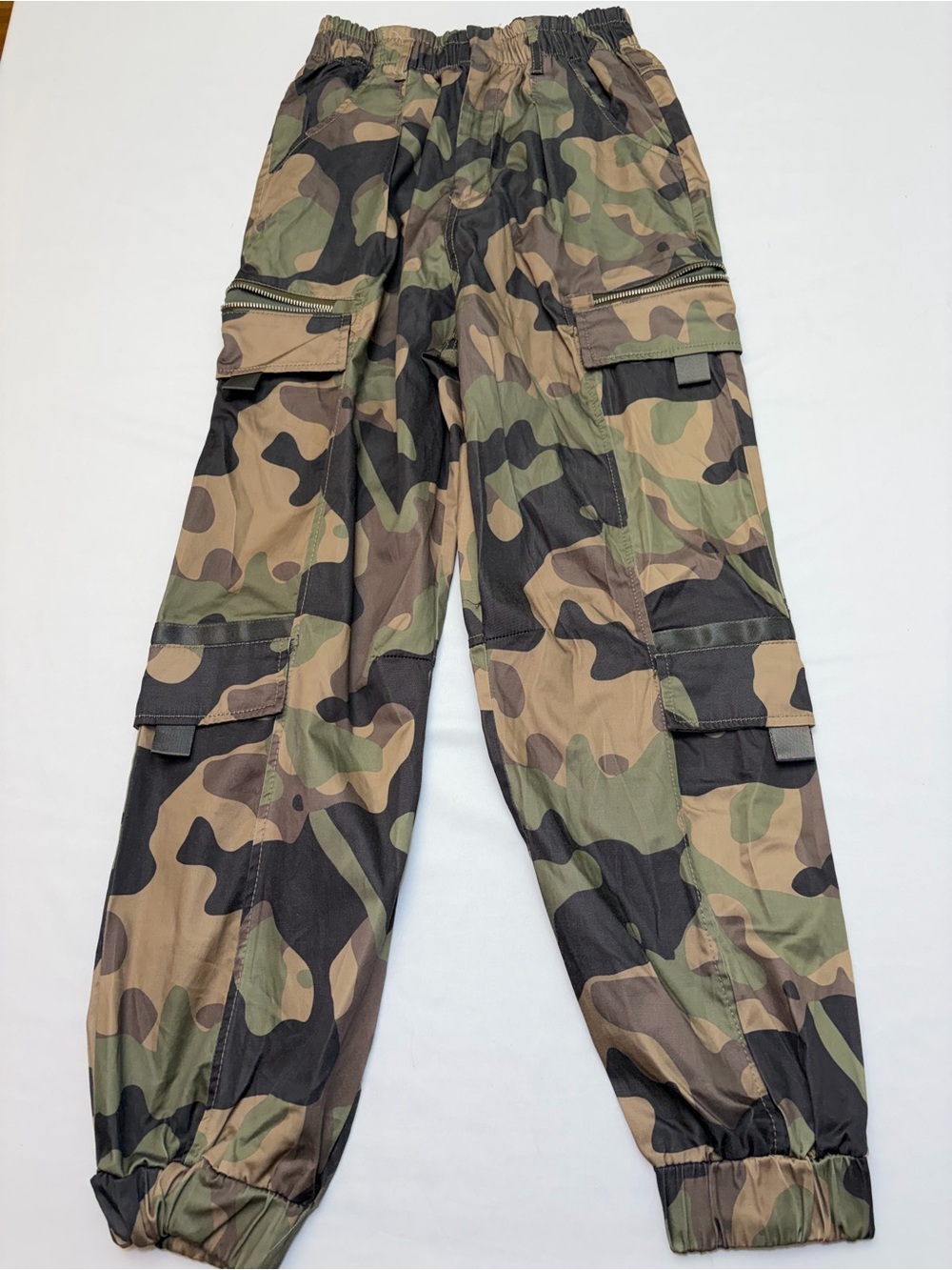 Zara Camouflage Cargo Pants Womens XS Green Brown Camo Utility Joggers